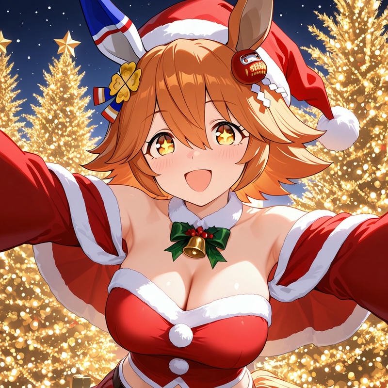 Avatar cute nữ tóc cam trang phục ông già noel