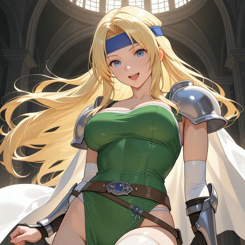 Avatar cute nữ tóc vàng váy xanh phong cách chiến binh