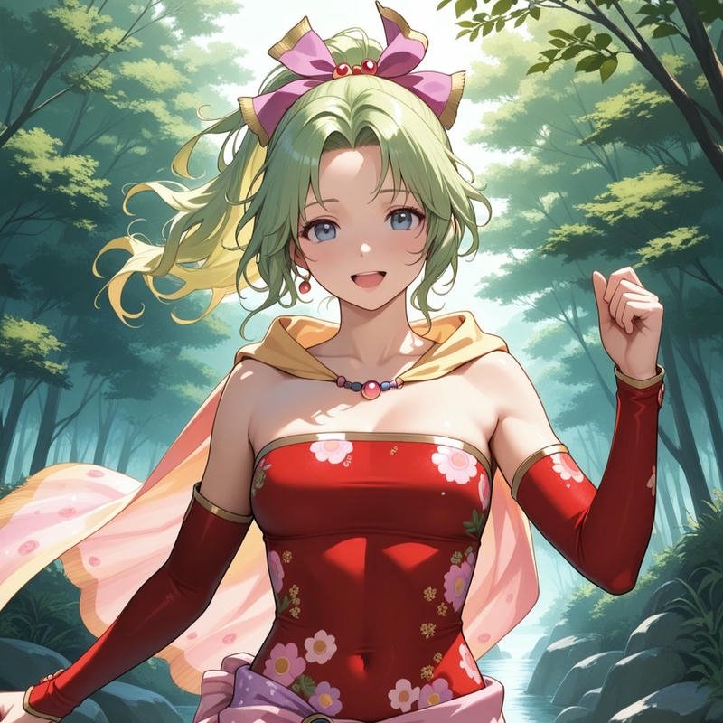 Avatar cute nữ tóc xanh váy đỏ rực rỡ lễ hội