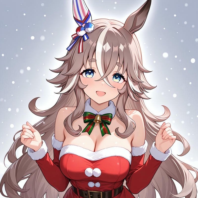 Avatar cute nữ tuần lộc tóc nâu trang phục đỏ