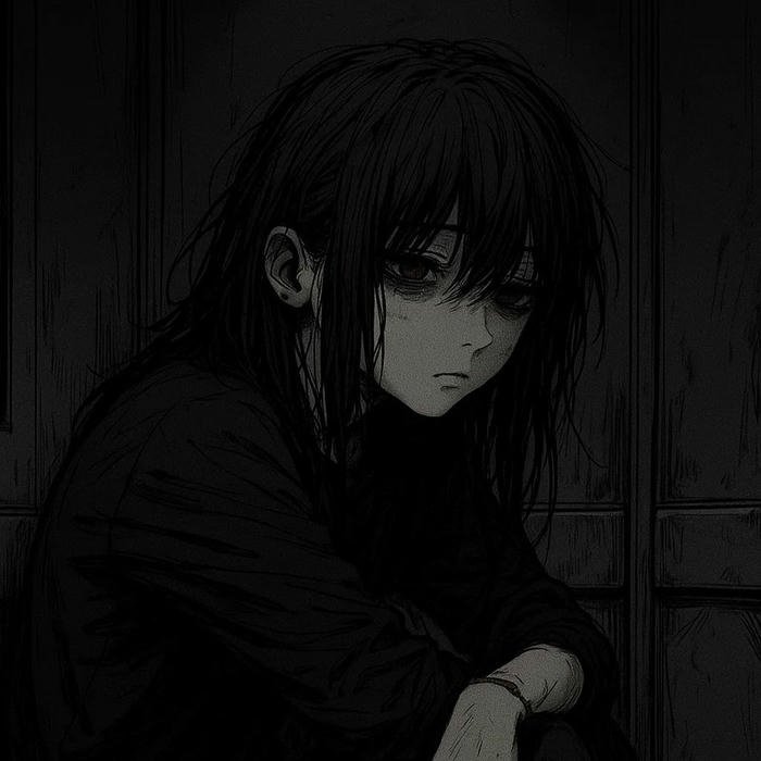 Avatar đen buồn cô gái tóc dài cúi mặt u sầu