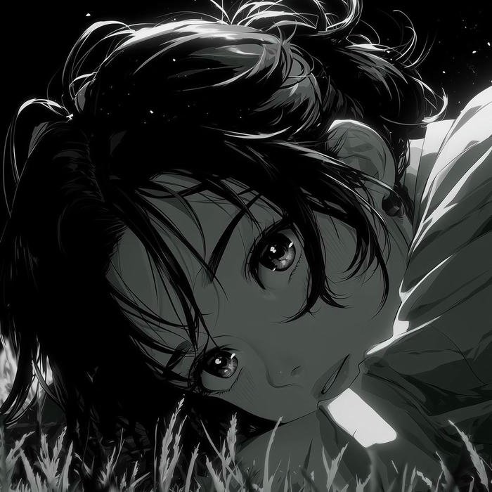 Avatar đen buồn gương mặt nữ anime đượm buồn