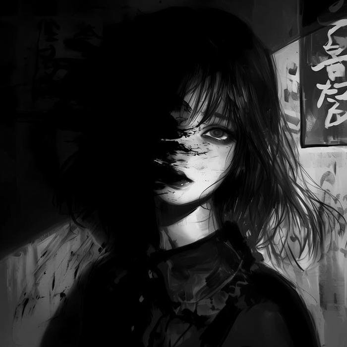 Avatar đen buồn khuôn mặt nữ ẩn trong bóng tối