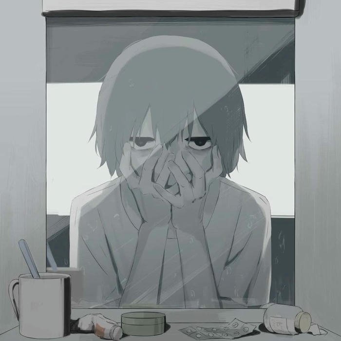 Avatar đen buồn nam sinh ngồi bàn học mệt mỏi