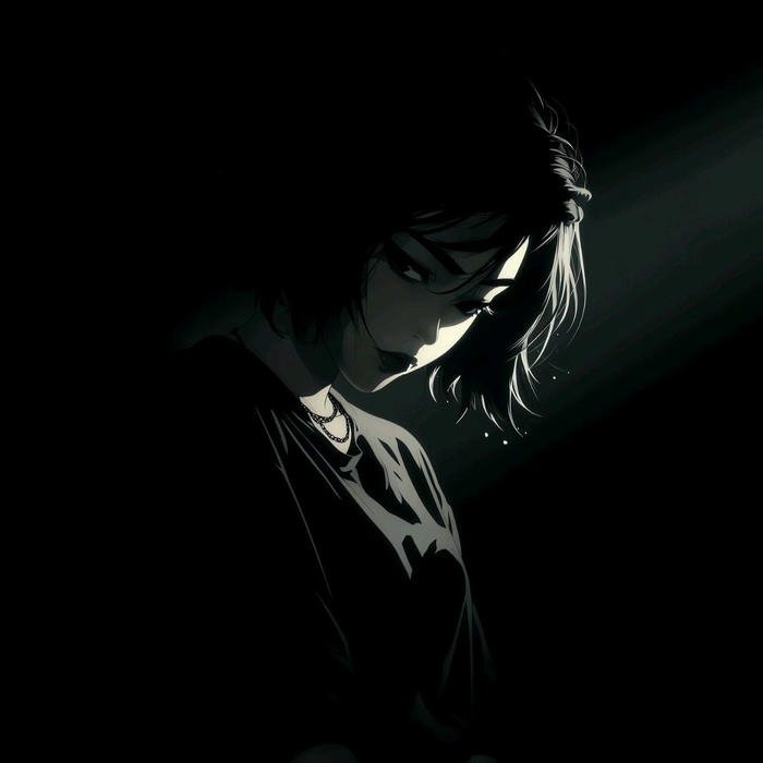 Avatar đen trắng góc nghiêng cô gái tóc dài đẹp