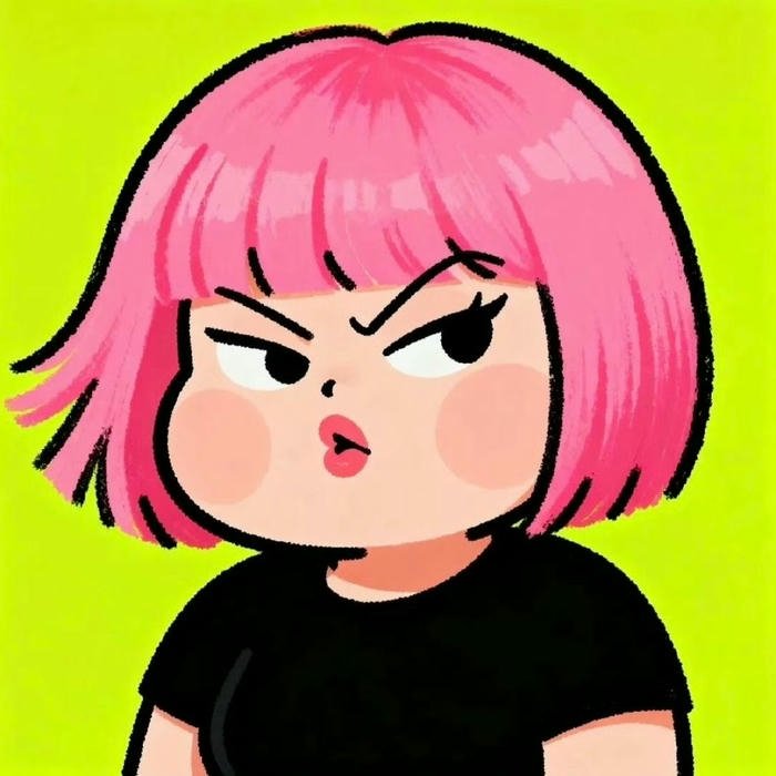 Avatar discord meme cô bé tóc hồng mặt khó ở