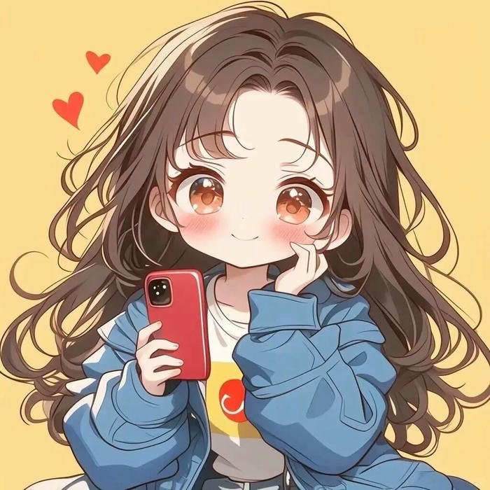 Avatar đôi cute chibi 04 bạn nữ cầm điện thoại chụp ảnh