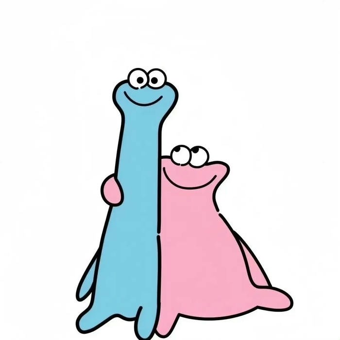 Avatar đôi cute chibi 07 khủng long hồng ôm bạn màu xanh