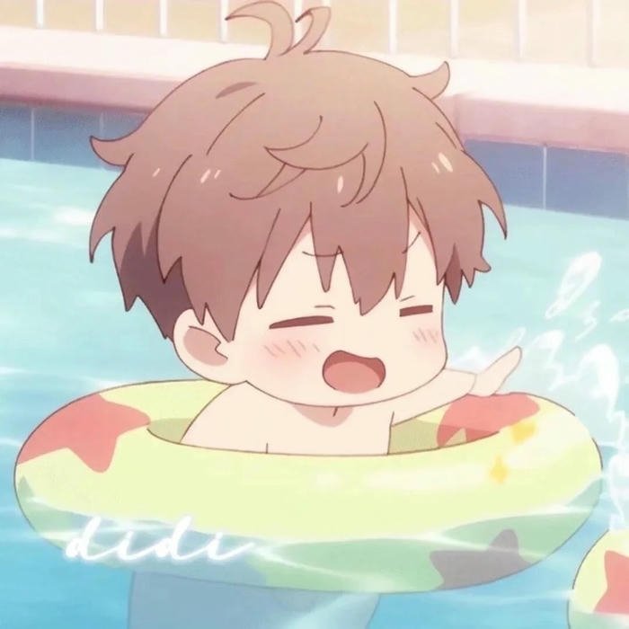 Avatar đôi cute chibi 09 bé trai bơi phao vịt vàng