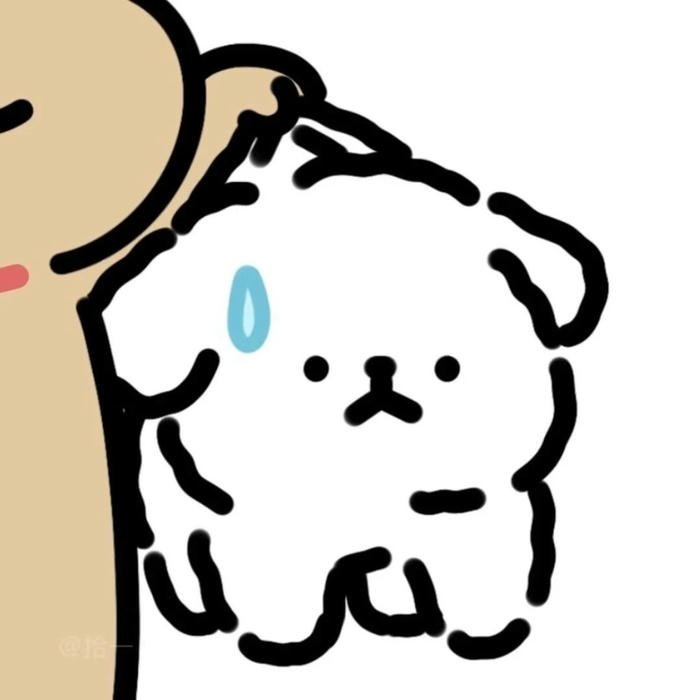 Avatar đôi cute chibi 12 gấu nâu xoa đầu chó trắng cưng