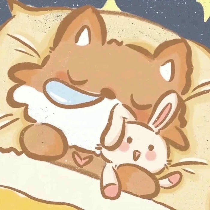 Avatar đôi cute chibi 13 cáo và thỏ ôm nhau ngủ ngon