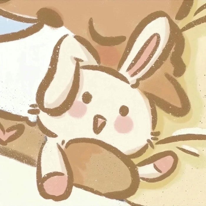 Avatar đôi cute chibi 13 thỏ và cáo dựa nhau ngủ say