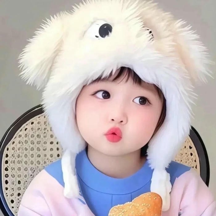 Avatar em bé cute bé trai đội mũ lông cừu trắng