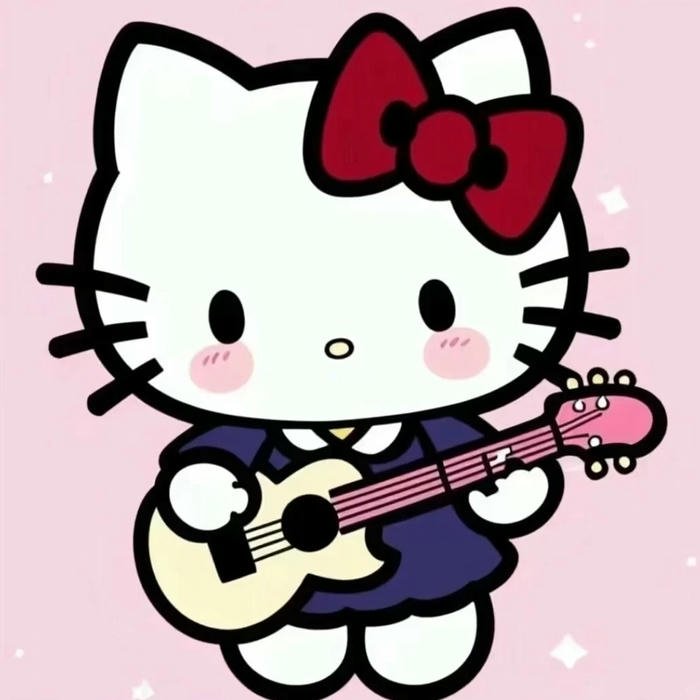 Avatar hello kitty cute chơi đàn guitar phong cách nghệ sĩ