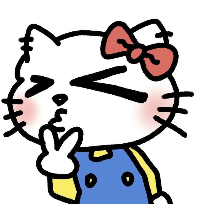 Avatar hello kitty cute đang chống cằm suy tư mặc yếm