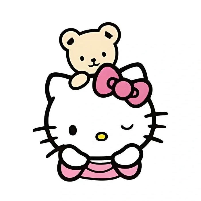 Avatar hello kitty cute đội gấu nhỏ trên đầu nháy mắt