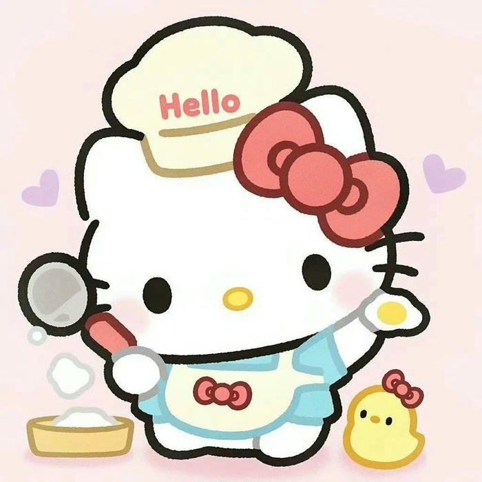 Avatar hello kitty cute đội mũ đầu bếp nấu ăn ngon