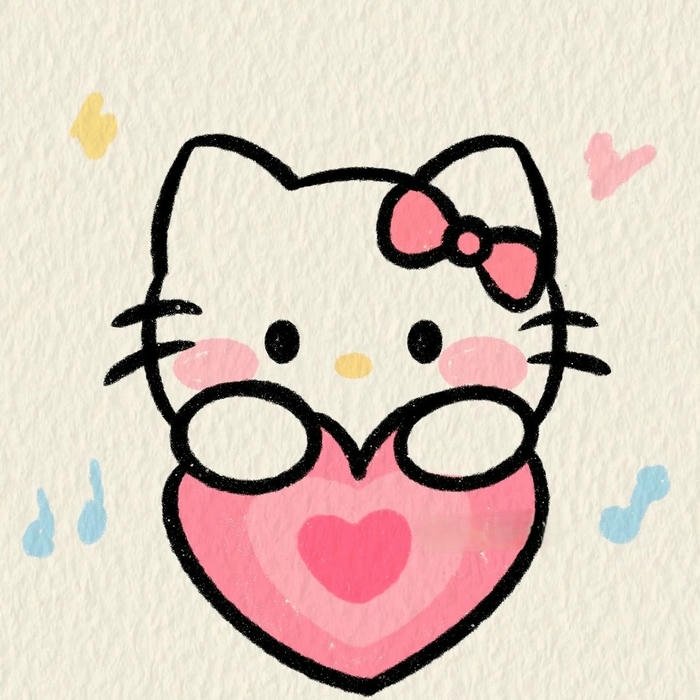Avatar hello kitty cute hai tay ôm trái tim hồng lớn