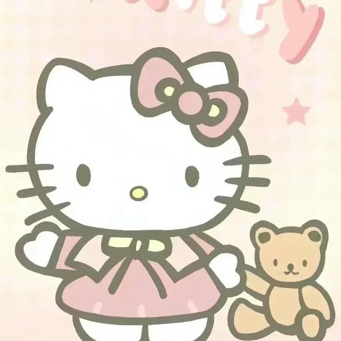 Avatar hello kitty cute phong cách cổ điển đứng cạnh gấu