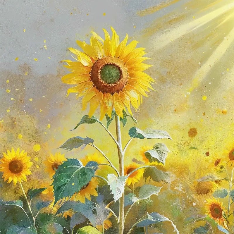 Avatar hoa hướng dương tranh vẽ nghệ thuật vàng rực