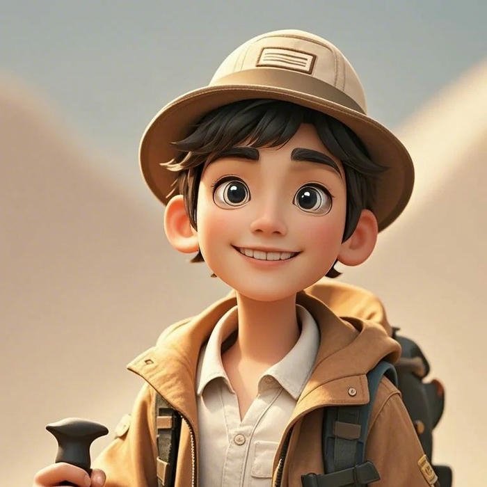 Avatar hoạt hình 3d cậu bé thám hiểm đội mũ