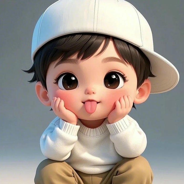 Avatar hoạt hình bé trai đội mũ lưỡi trai nghịch ngợm