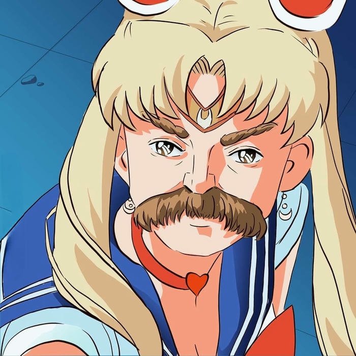 Avatar meme thủy thủ mặt trăng râu kẽm mắt lồi