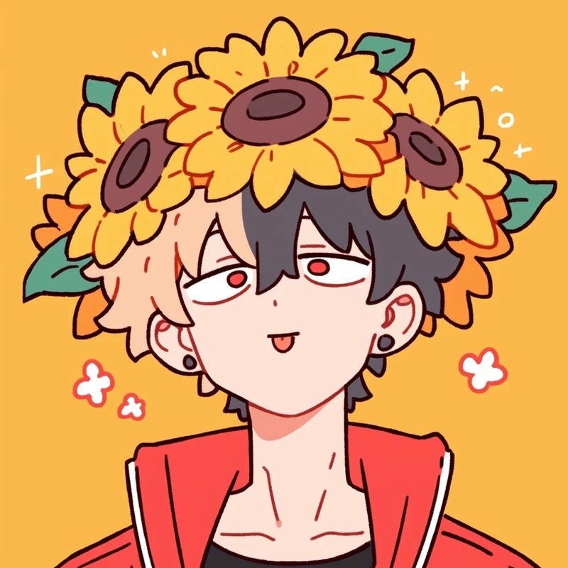 Avatar nam anime đội vòng hoa hướng dương cá tính