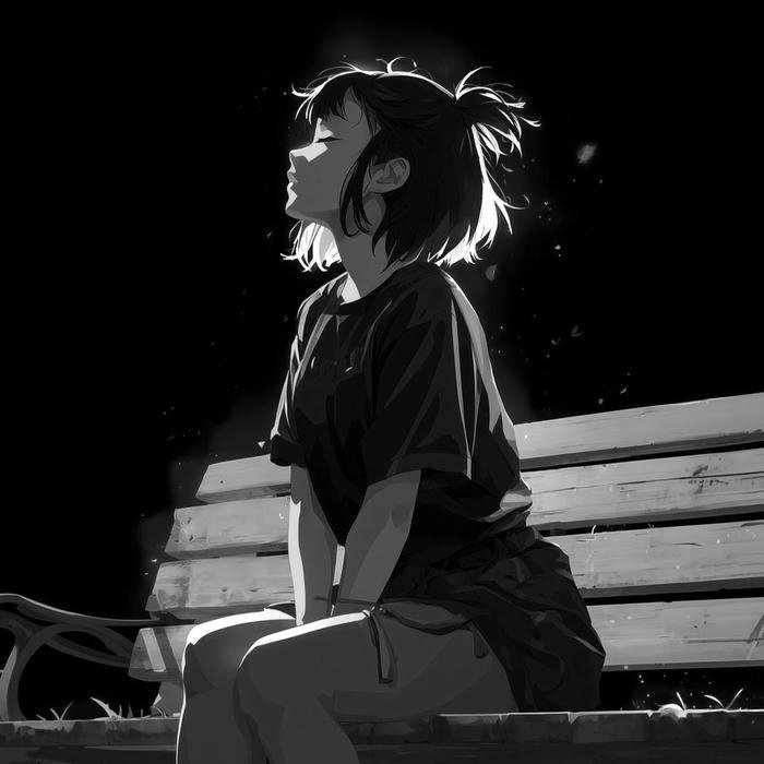 Avatar nữ buồn ngồi ghế đá công viên cô đơn