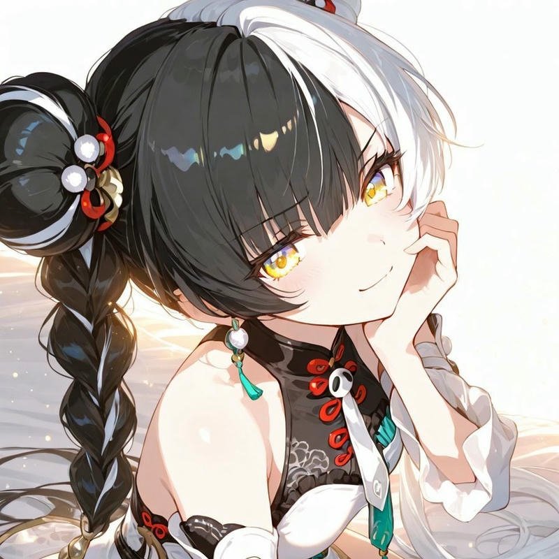 Avatar nữ dễ thương tóc hai màu mắt sắc sảo