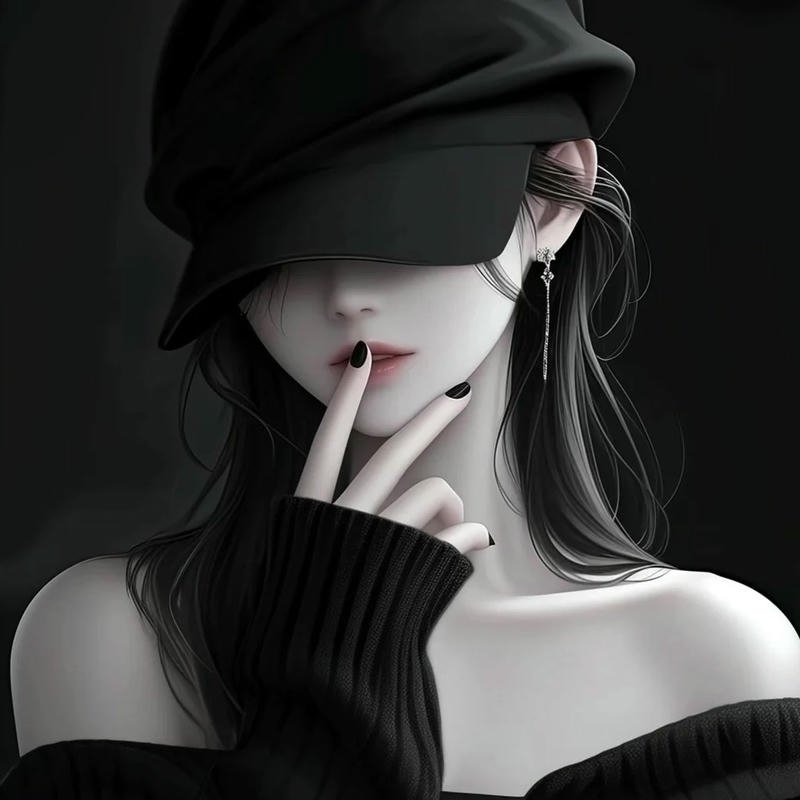 Avatar nữ ngầu đội mũ đen che mắt đầy bí ẩn