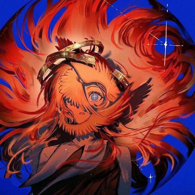 Avatar nữ ngầu phong cách rực lửa màu cam ấn tượng