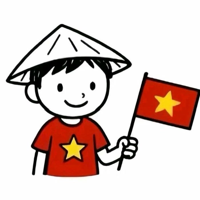 Avatar quốc kỳ hình nền cờ Việt Nam bé đội nón cầm cờ