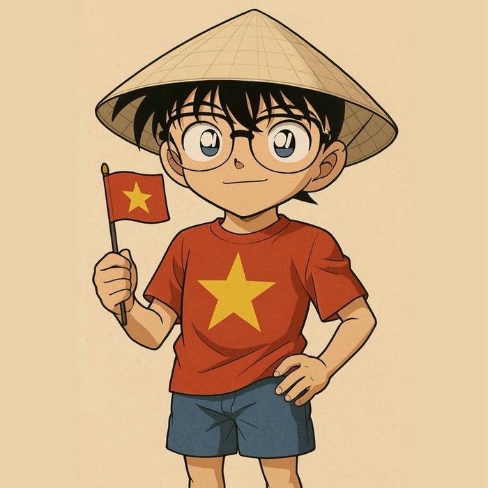 Avatar quốc kỳ hình nền cờ Việt Nam bé trai áo đỏ cầm cờ