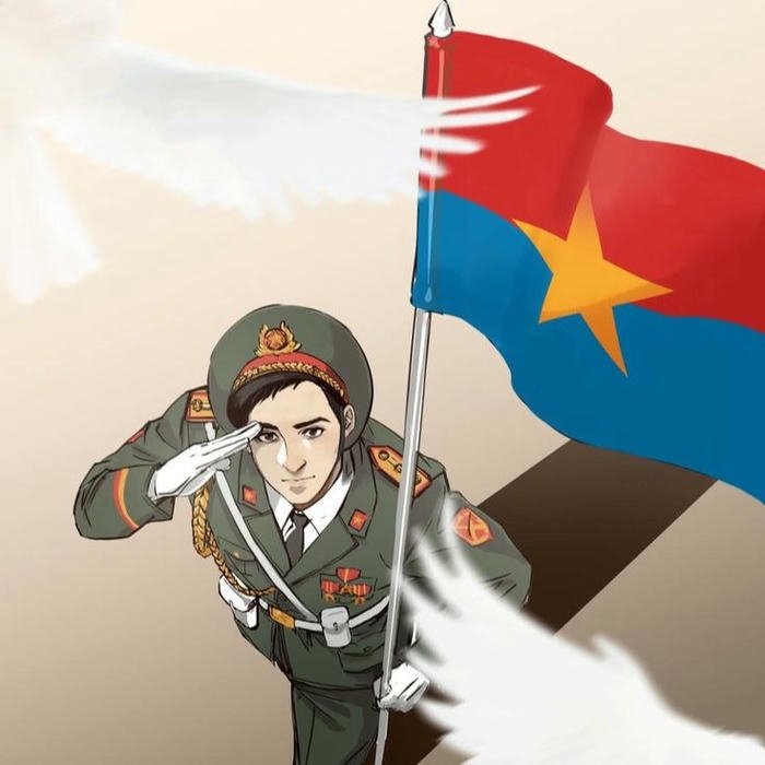 Avatar quốc kỳ hình nền cờ Việt Nam chiến sĩ chào cờ