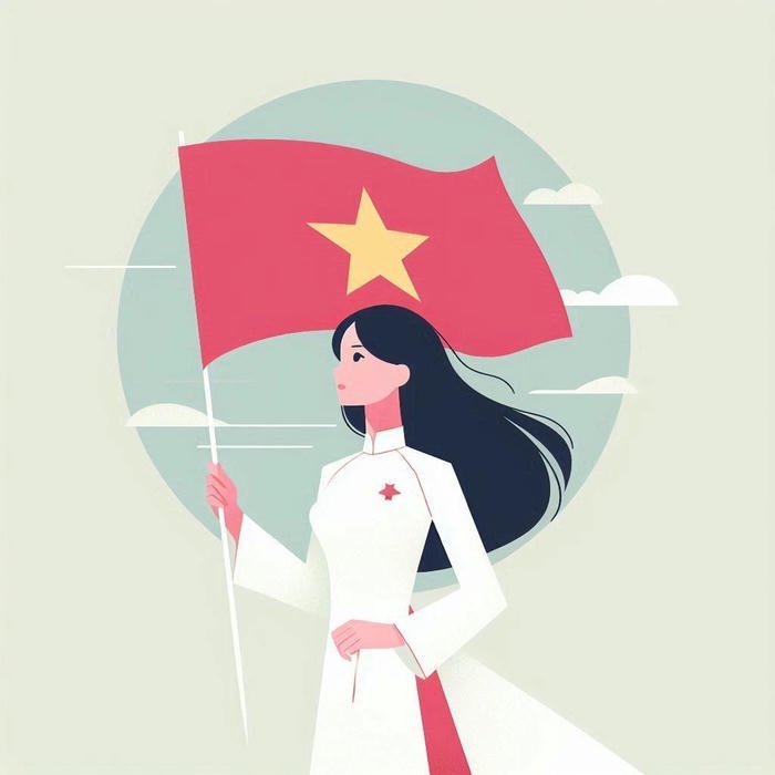 Avatar quốc kỳ hình nền cờ Việt Nam cô gái cầm cờ