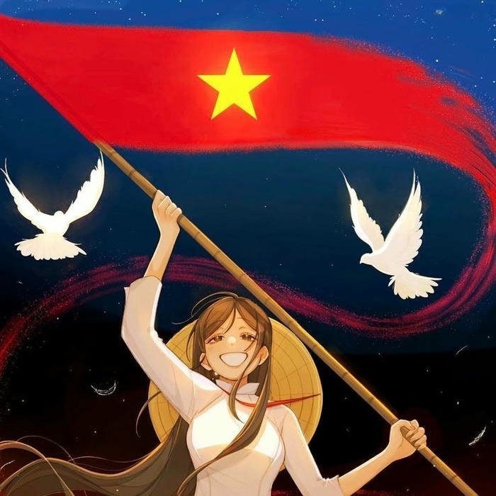 Avatar quốc kỳ hình nền cờ Việt Nam cô gái và chim bồ câu