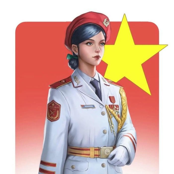 Avatar quốc kỳ hình nền cờ Việt Nam nữ chiến sĩ áo trắng