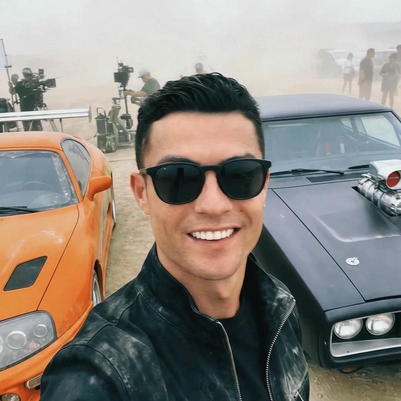 Avatar ronaldo đeo kính râm cực ngầu bên siêu xe