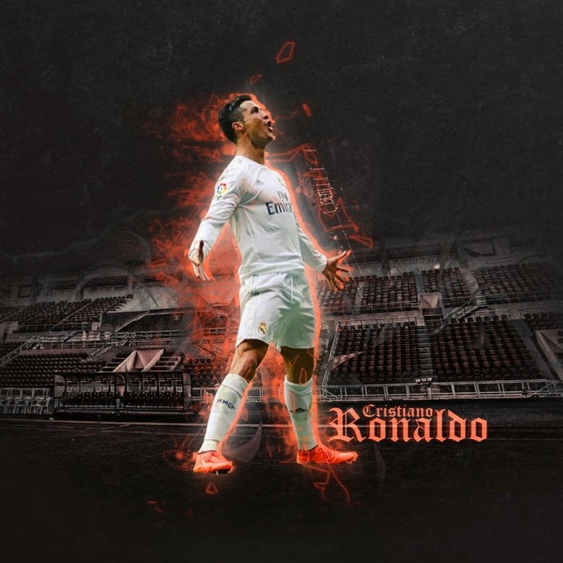 Avatar ronaldo hiệu ứng ánh sáng rực lửa trên sân cỏ