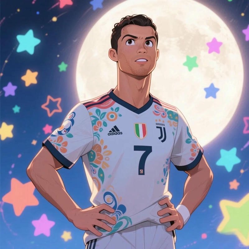 Avatar ronaldo phong cách anime dễ thương áo trắng sọc