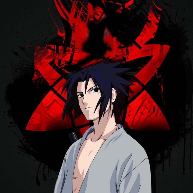 Avatar sasuke cởi trần ấn chú nền đỏ rực