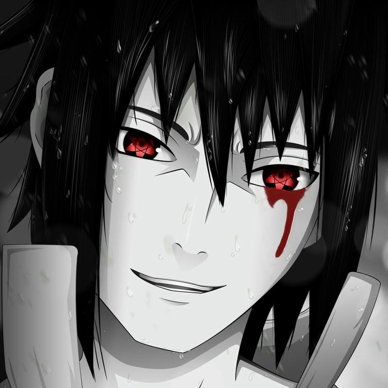 Avatar sasuke đen trắng mắt chảy máu amaterasu