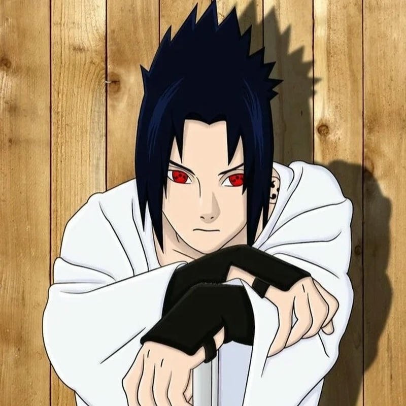 Avatar sasuke mắt đỏ sharingan áo trắng sơ mi