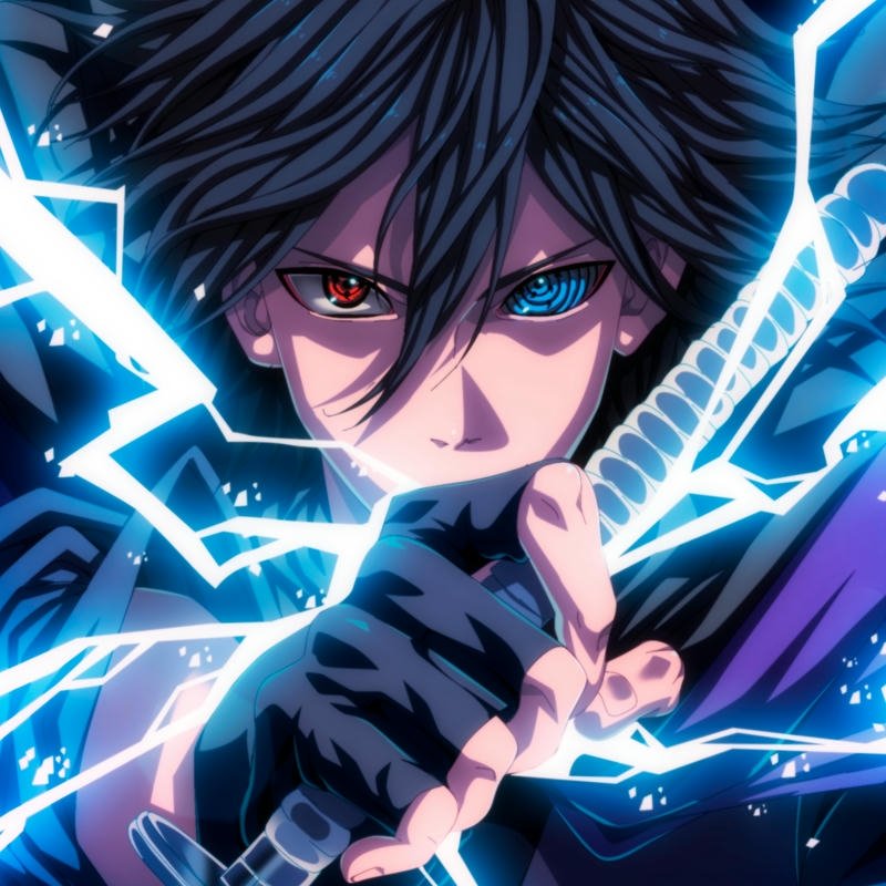 Avatar sasuke thi triển chidori sét xanh mạnh mẽ
