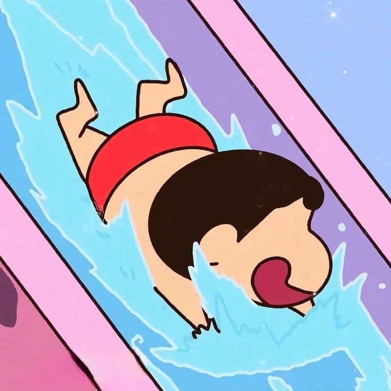 Avatar shin cậu bé bút chì trượt nước bể bơi mát mẻ