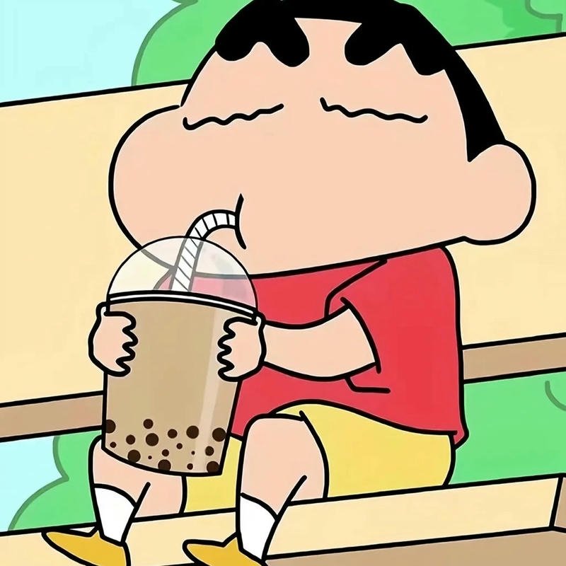 Avatar shin cậu bé bút chì uống trà sữa trân châu ngon