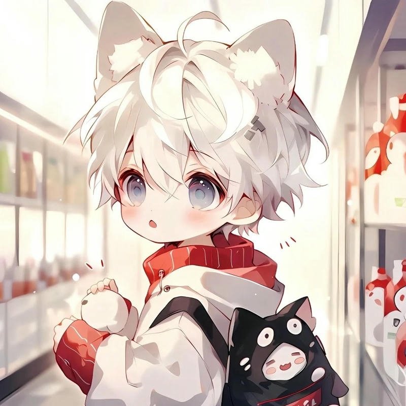 Avatar tiktok đẹp chibi nam tai mèo áo đỏ