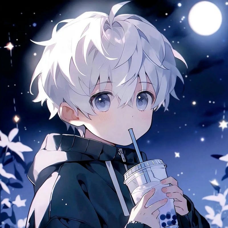 Avatar tiktok đẹp chibi nam uống trà sữa cute