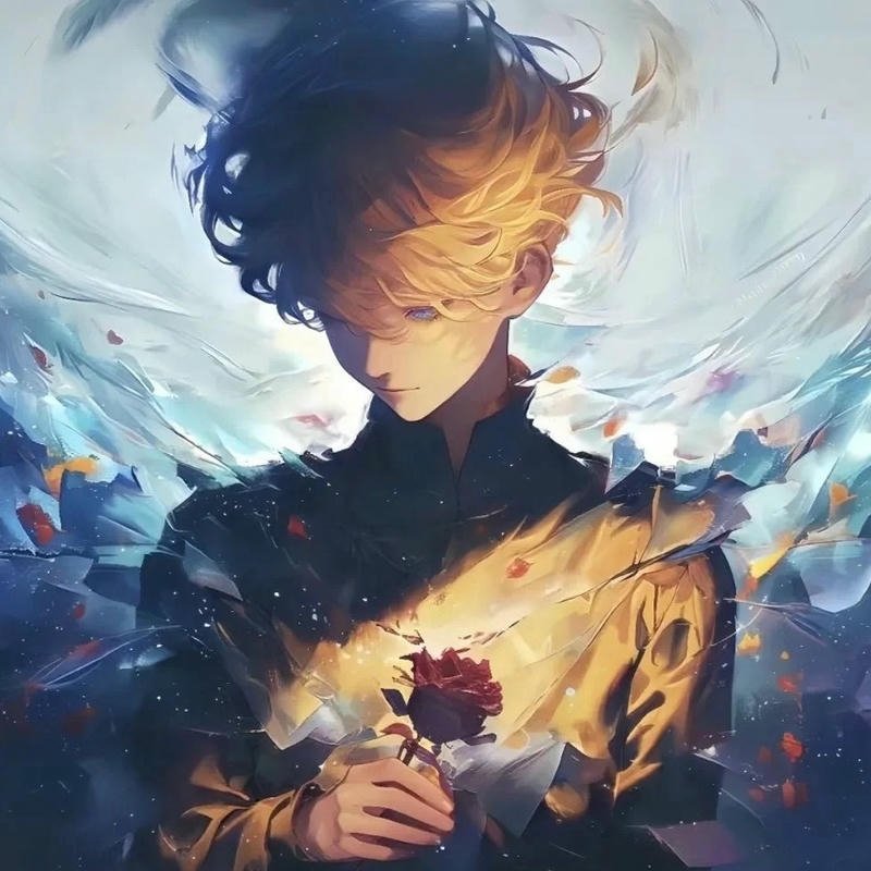 Avatar tiktok đẹp nam cầm hoa hồng lửa cháy